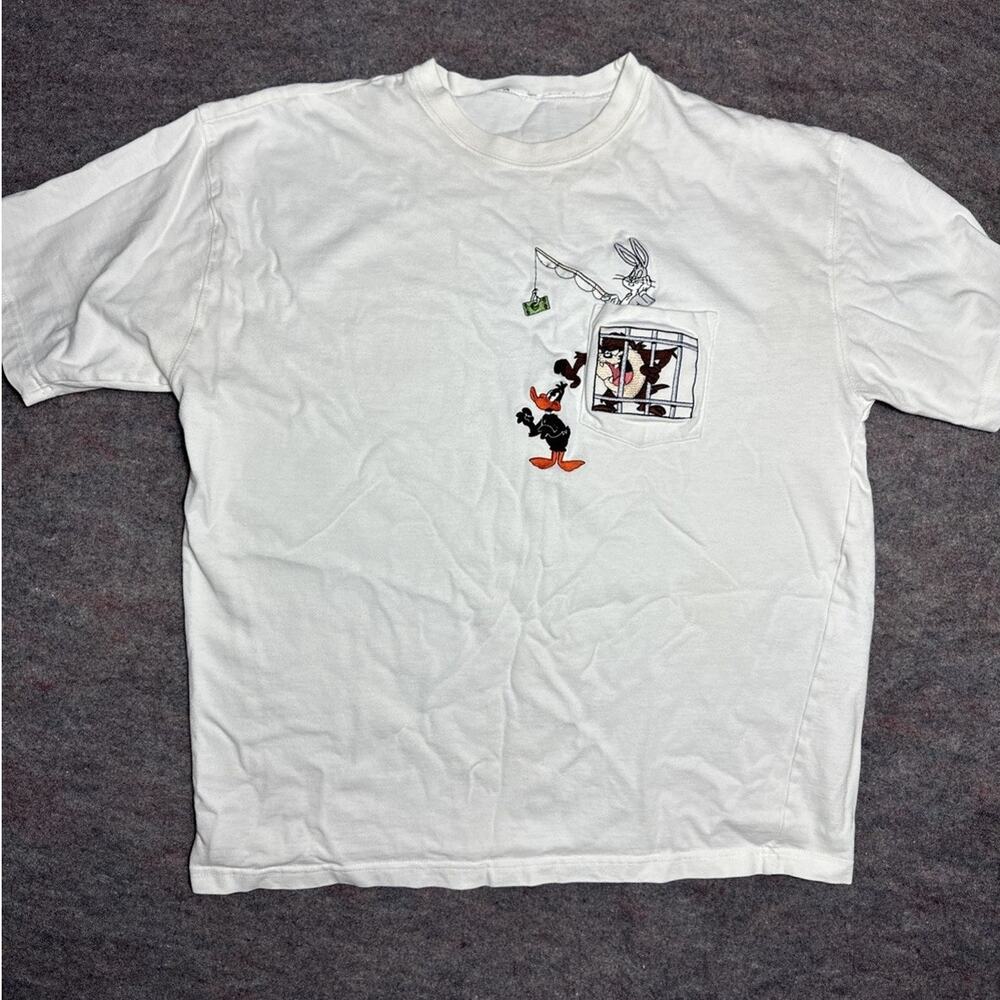 Warner Bros. Looney Tunes Bugs Bunny Daffy Duck L White Vintage Graphic T-Shirt